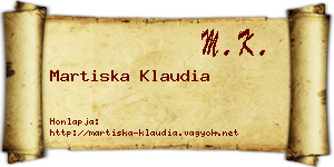 Martiska Klaudia névjegykártya